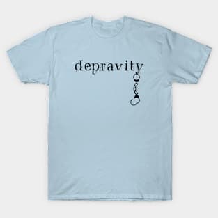 Depravity Handcuffs Hanging Light-Monotone T-Shirt